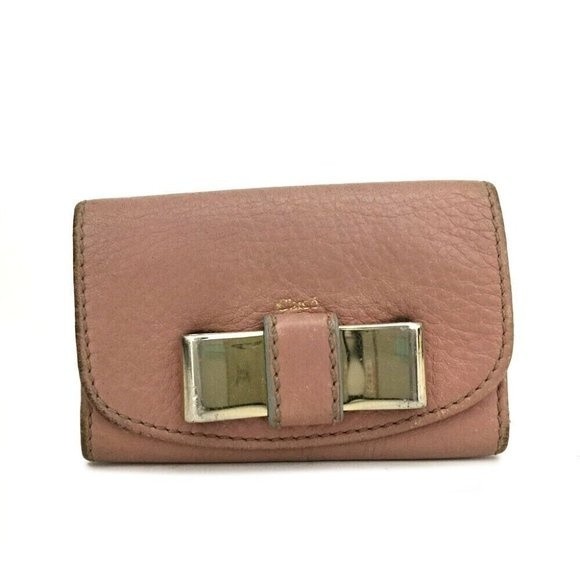 Chloe Ribbon Leather 6 Ring Key Case Pink Key Holder Key Wallet - Picture 1 of 8